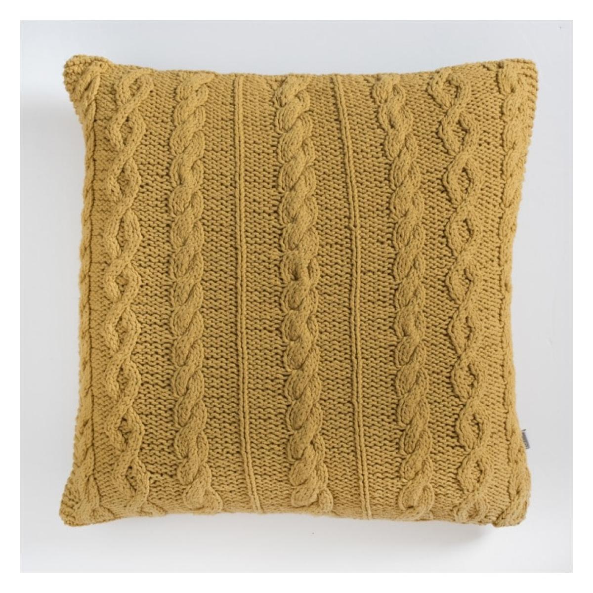 Walton Cable Knit Cushion - Ochre