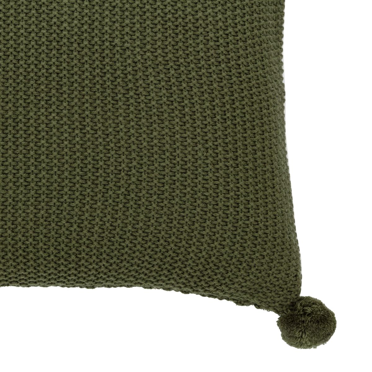 Moss Stitched PomPom Cushion - Olive – image 5