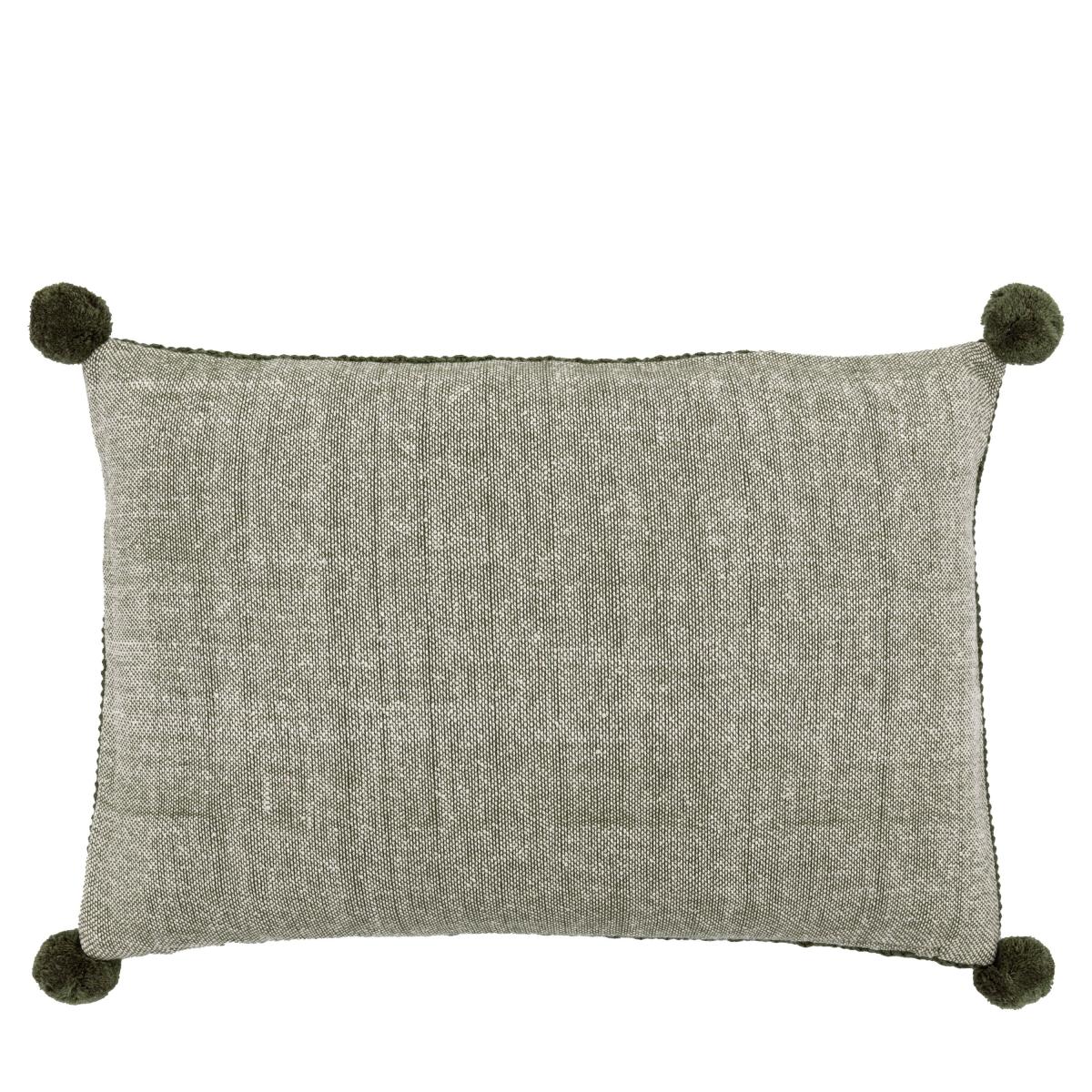 Moss Stitched PomPom Cushion - Olive – image 6