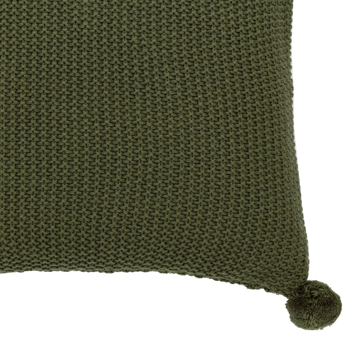 Moss Stitched PomPom Cushion - Olive – image 7