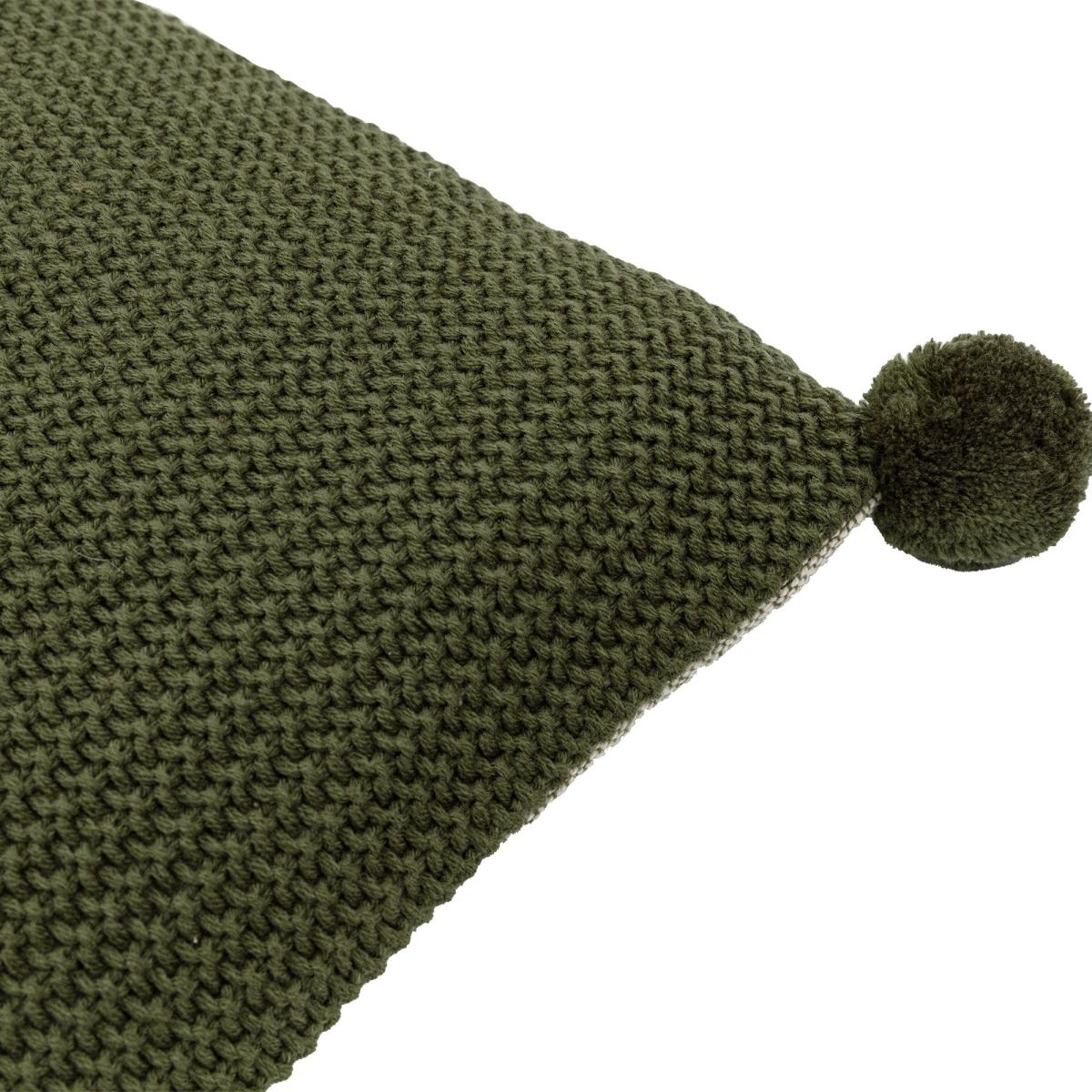 Moss Stitched PomPom Cushion - Olive – image 8