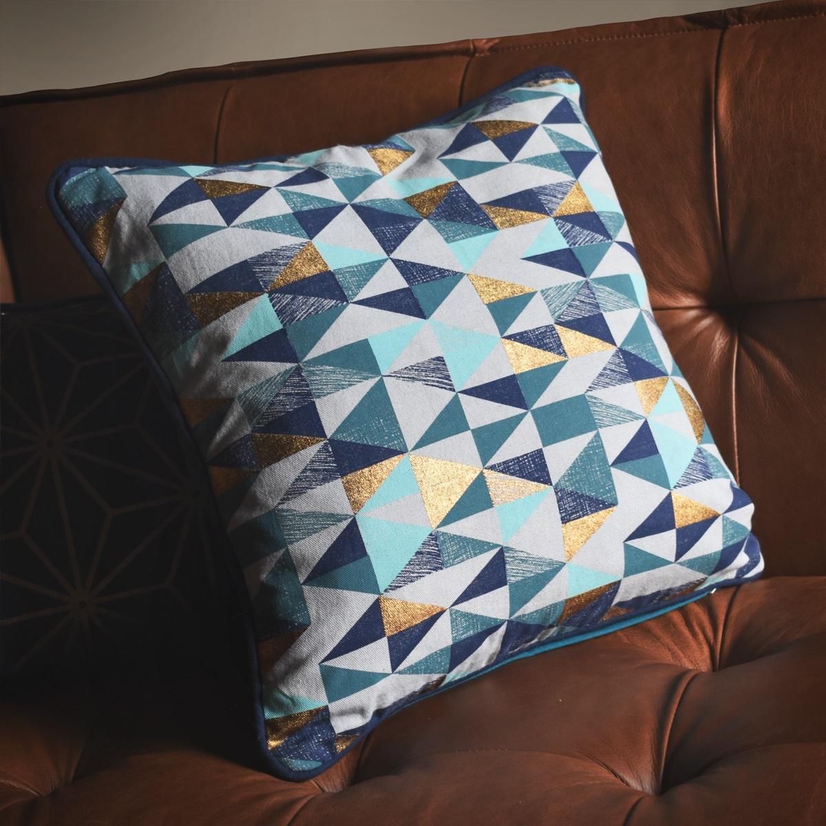 Leda Geo Metallic Cushion - Geometric