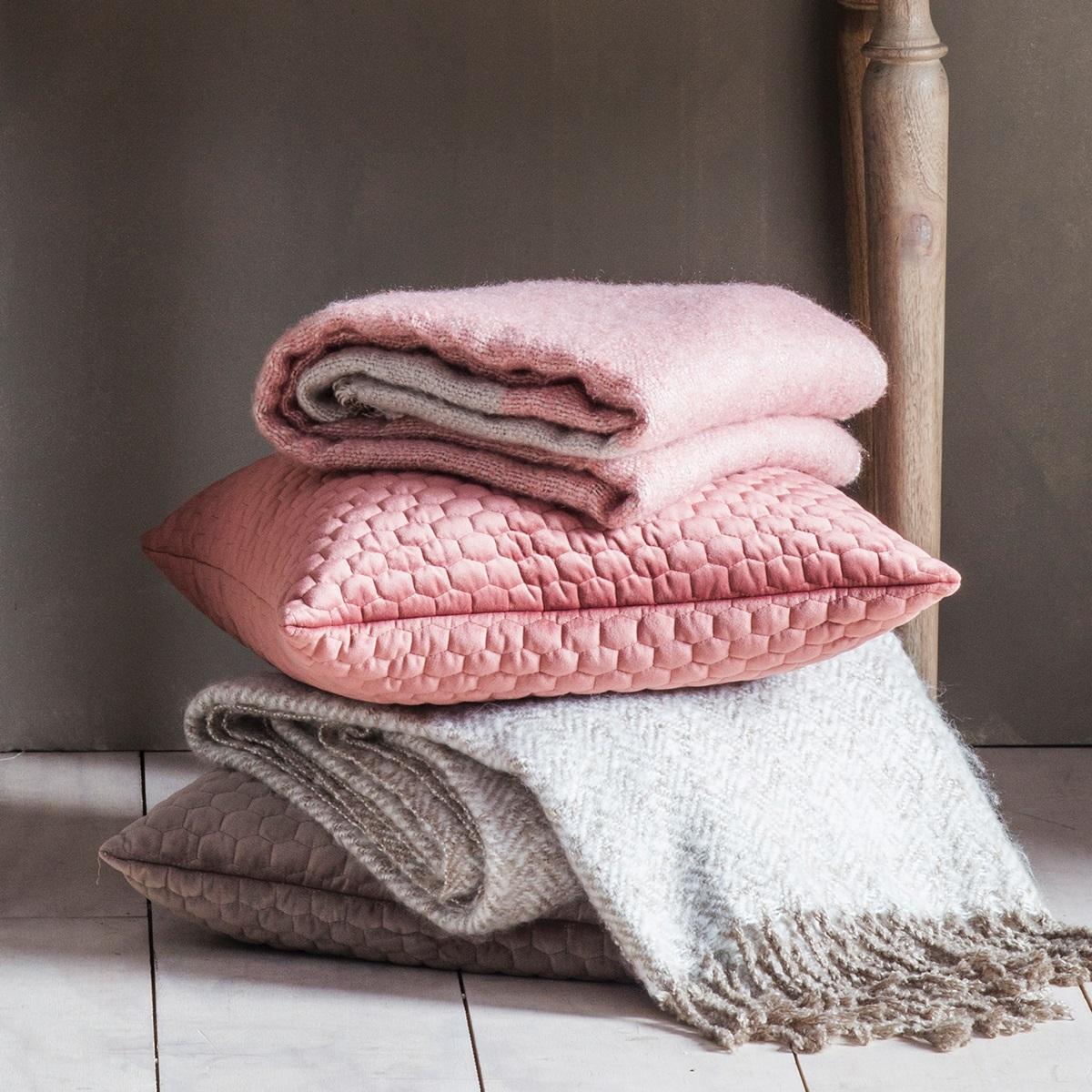 Honeycomb Quilted Cushion - Blush