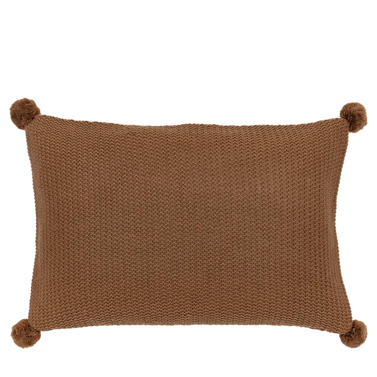 Moss Stitched Pom Pom Cushion - Tan – image 4