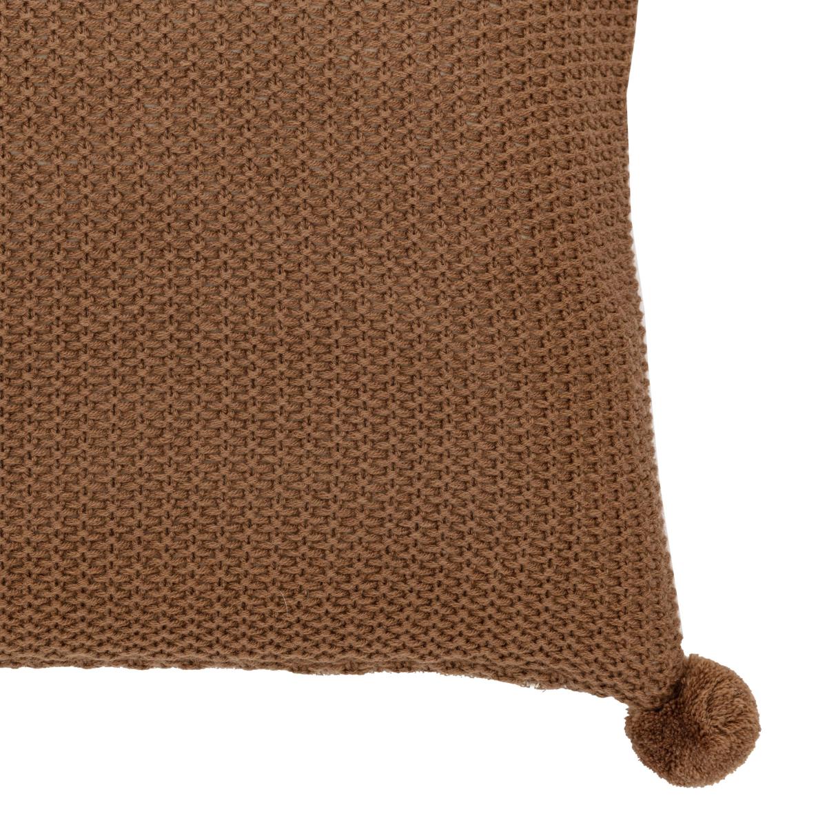 Moss Stitched Pom Pom Cushion - Tan – image 7