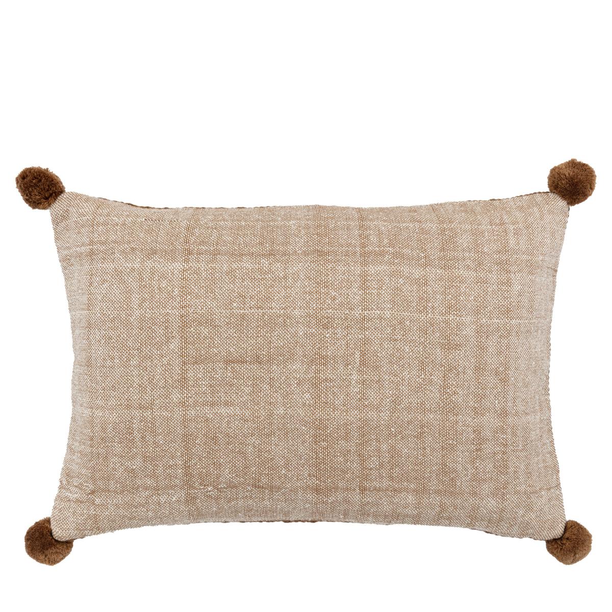 Moss Stitched Pom Pom Cushion - Tan – image 8