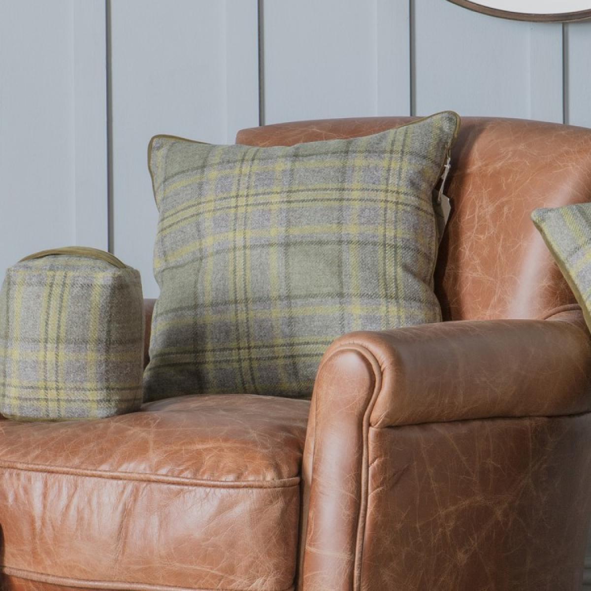 Bramley Check Cushion - Green
