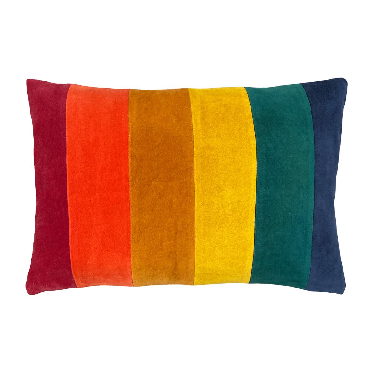 Rainbow Cotton Velvet Filled Cushion 30x50cm – image 1