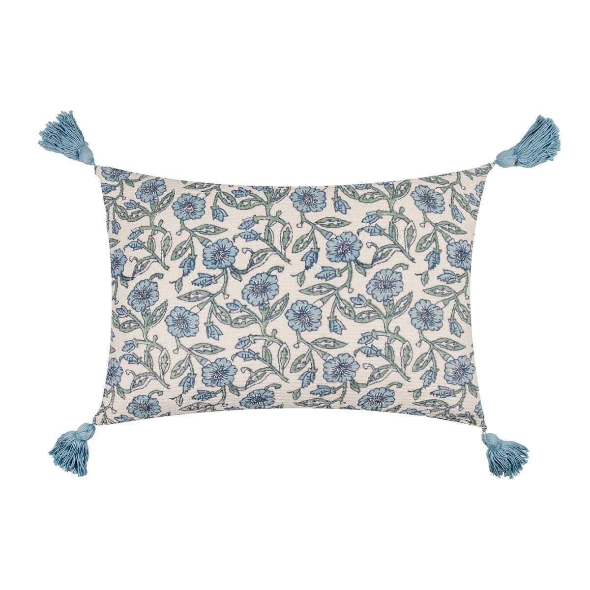 Delphine Floral Tasselled Filled Cushion – image 1