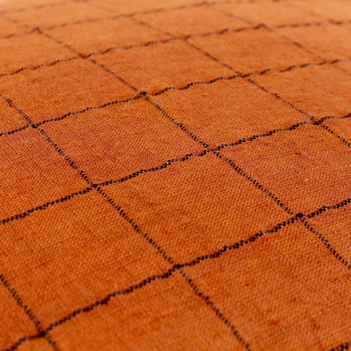 Linen Grid Check Feather Filled Cushion – image 4
