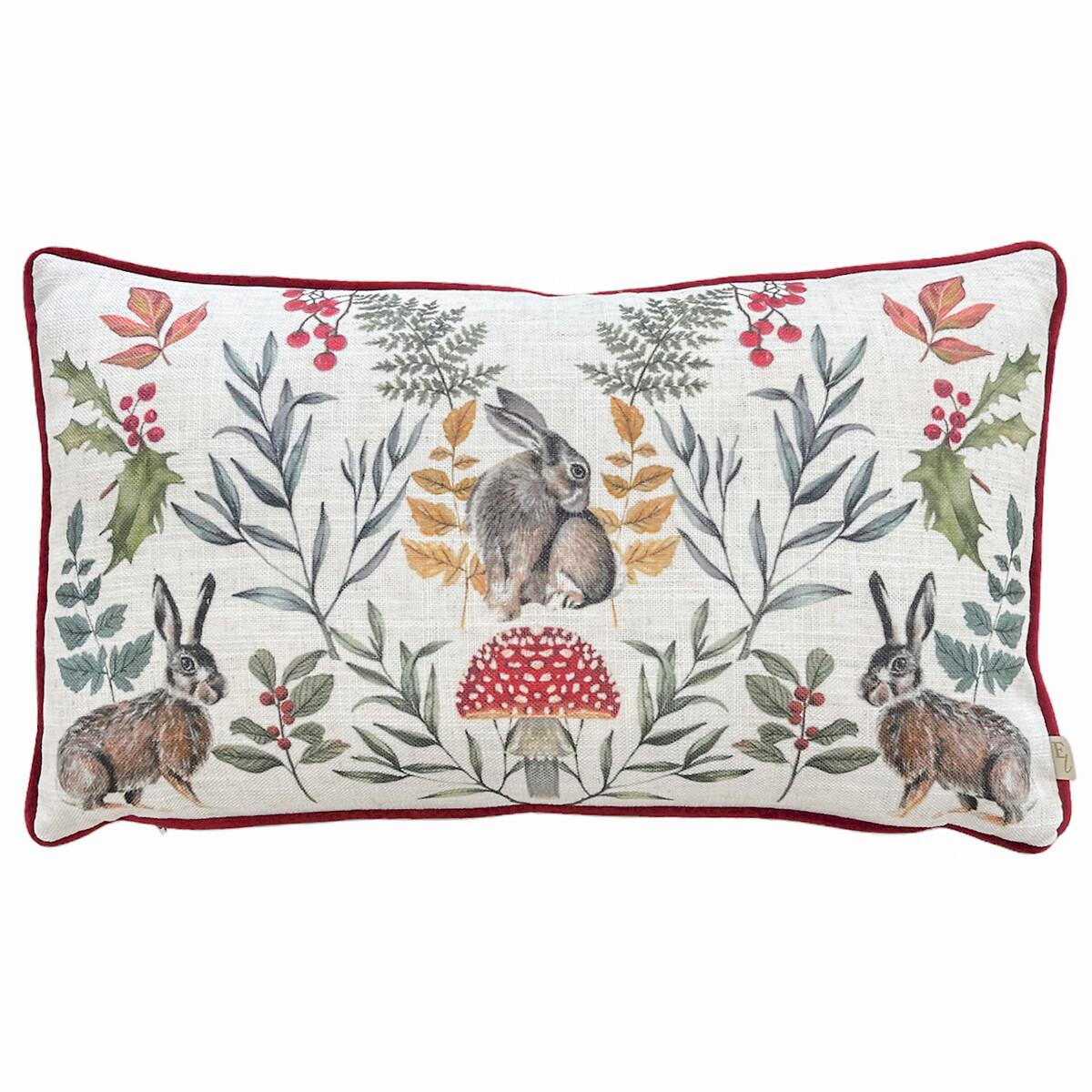 Mirrored Hare Watercolour Printed Piped Cushion – image 2