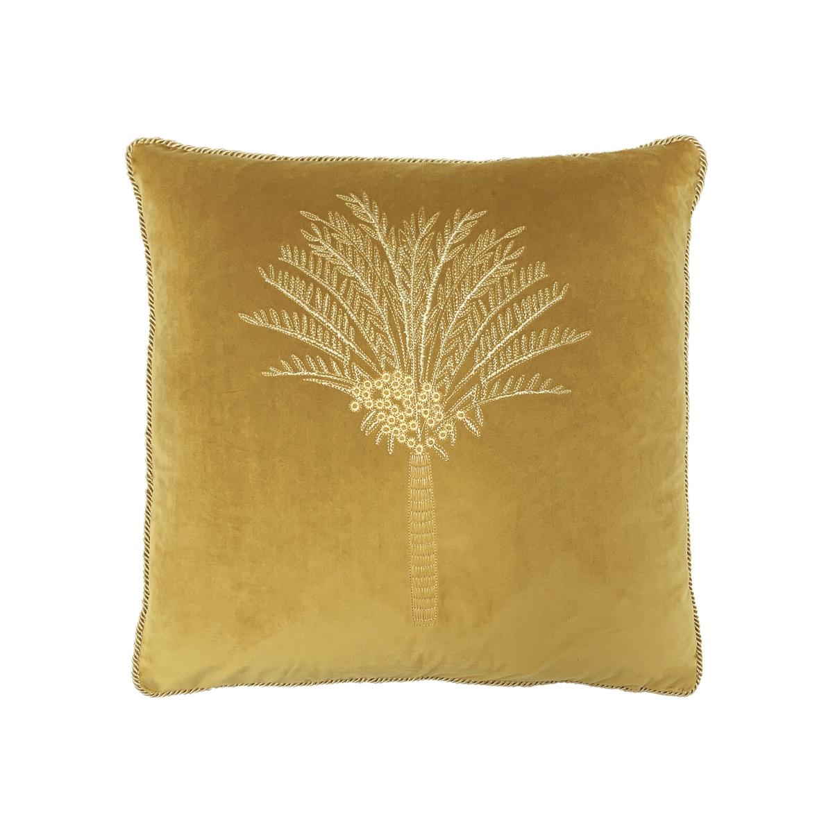 Desert Palm Embroidered Velvet Cushion