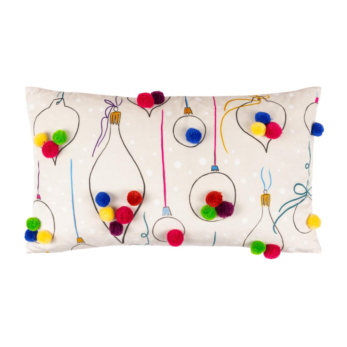 Festive-Val Baubles Pom-Pom Cushion – image 1