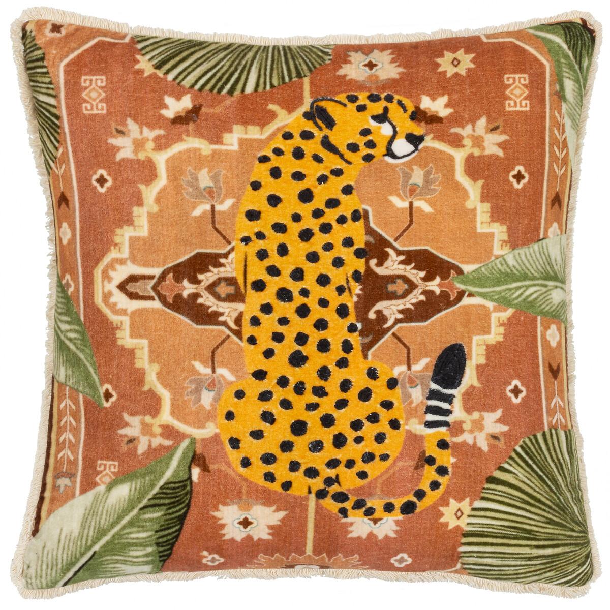 Kilim Cheetah Printed Velvet Cushion – image 2