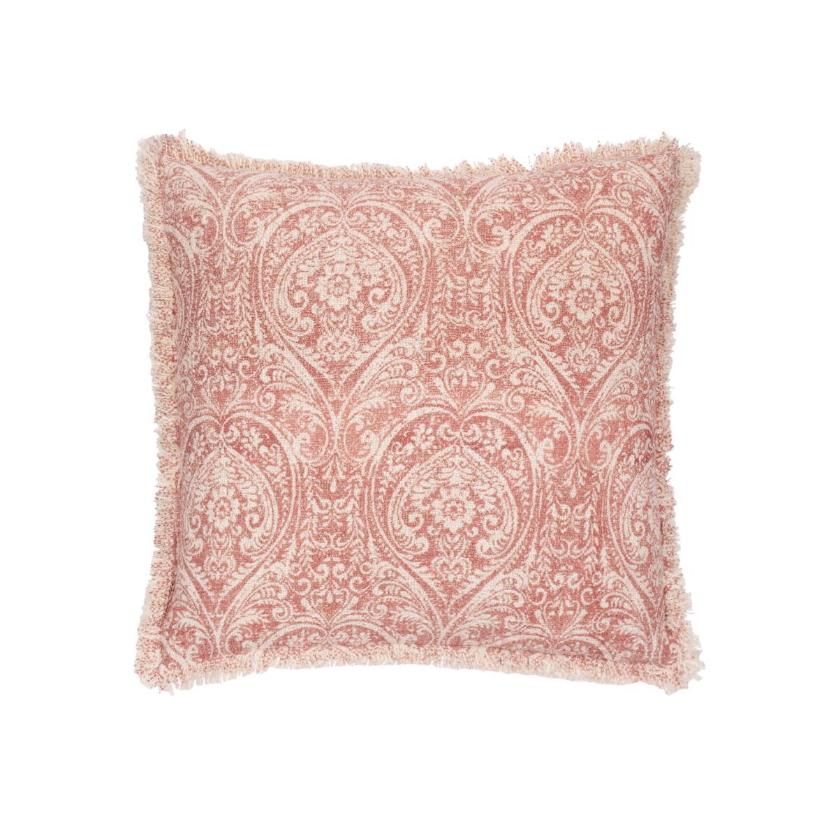 Durelle Damask Fringed Filled Cushion – image 1