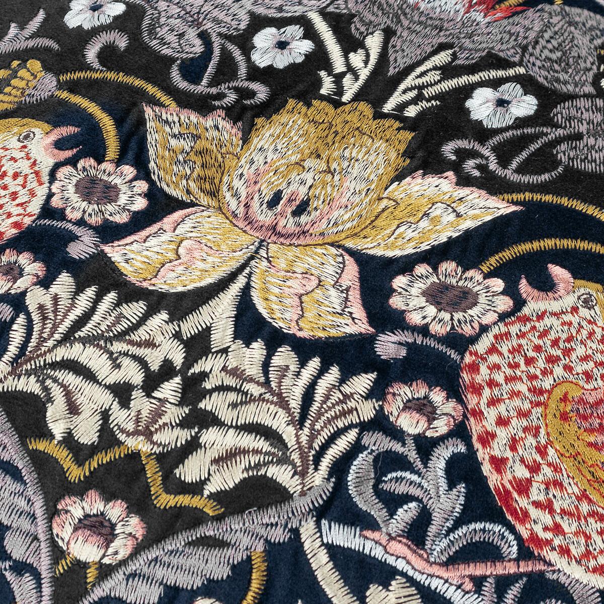 Strawberry Thief Embroidered Velvet Cushion – image 5