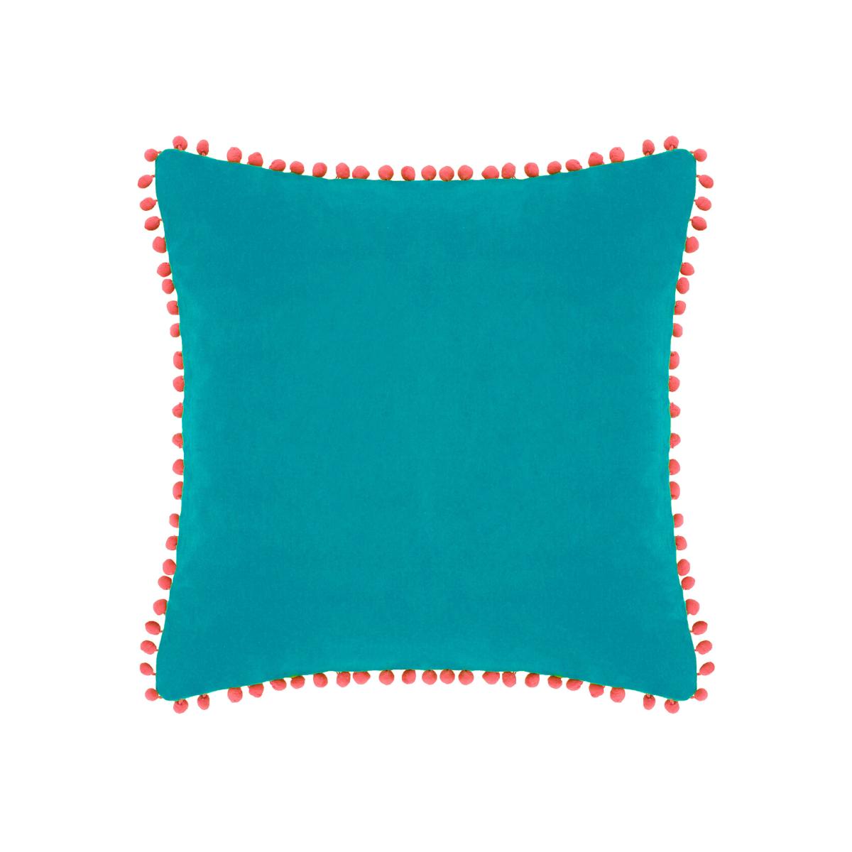 Velvet Pom-Pom Vibrant Cotton Velvet Cushion 45x45cm – image 1