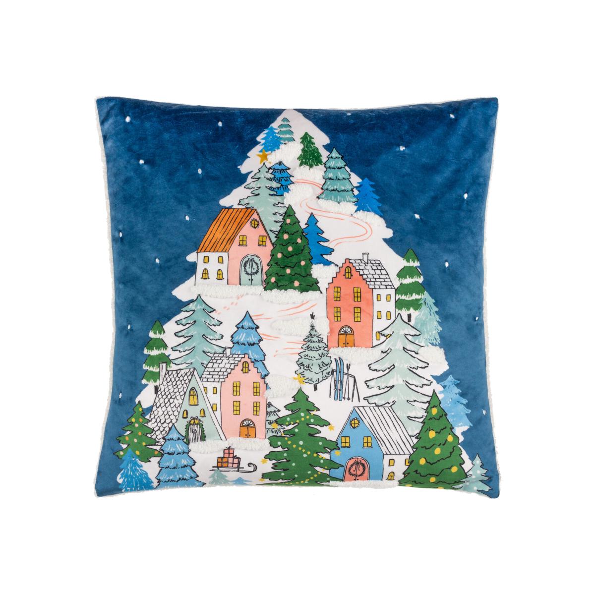 Snowy Village Tree Cushion – image 1