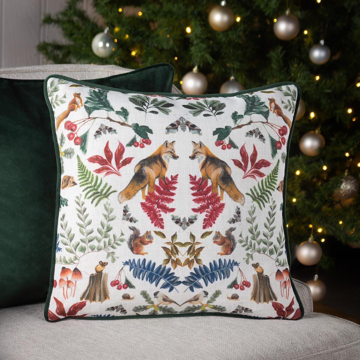 Mirrored Fox Watercolour Printed Piped Cushion – image 2