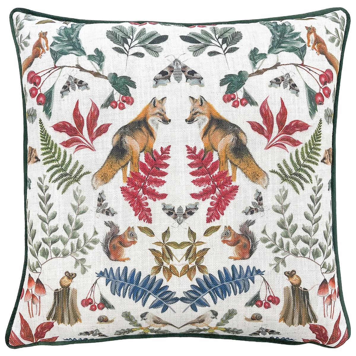Mirrored Fox Watercolour Printed Piped Cushion – image 3