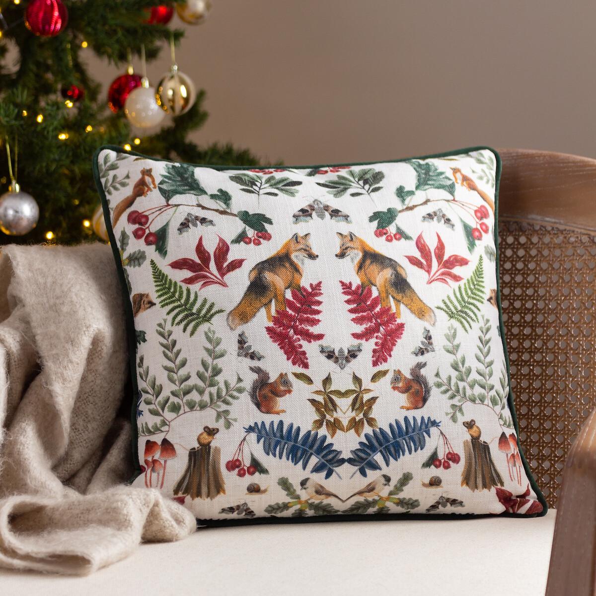 Mirrored Fox Watercolour Printed Piped Cushion – image 1