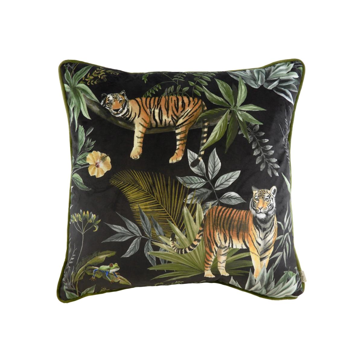 Jungle Tiger Velvet Filled Cushion 43x43cm – image 1