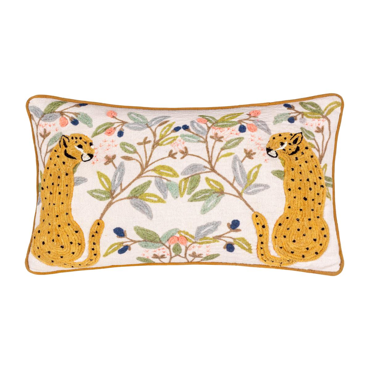 Mirrored Cheetah Embroidered Cotton Cushion – image 1