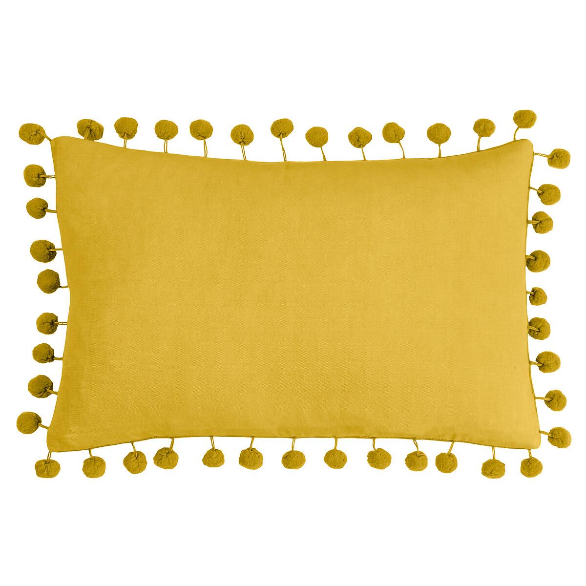 Dora Cotton Velvet Pom-Pom Rectangular Filled Cushion 30x50cm – image 2