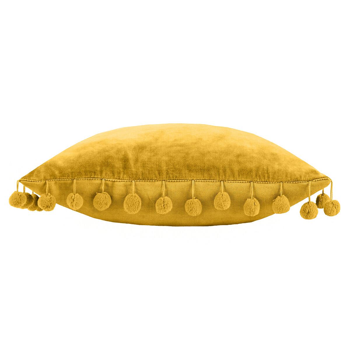 Dora Cotton Velvet Pom-Pom Rectangular Filled Cushion 30x50cm – image 3