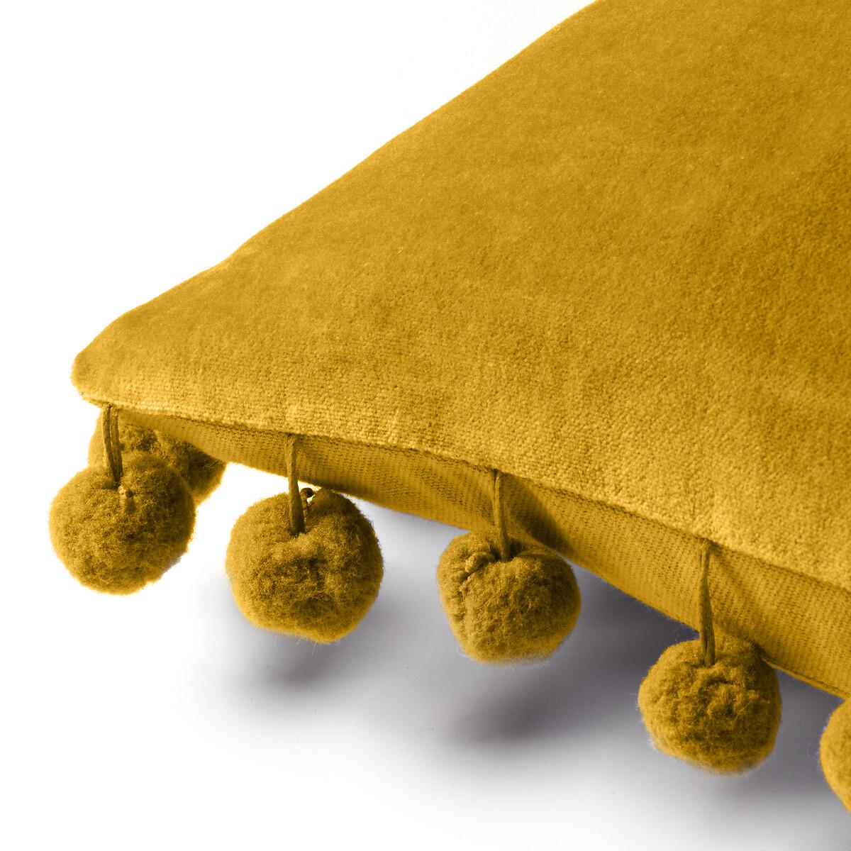Dora Cotton Velvet Pom-Pom Rectangular Filled Cushion 30x50cm – image 4