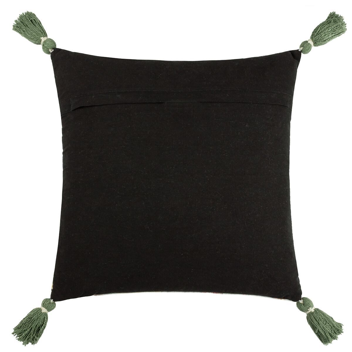 Midnight Jungle Velvet Tasseled Cushion – image 2