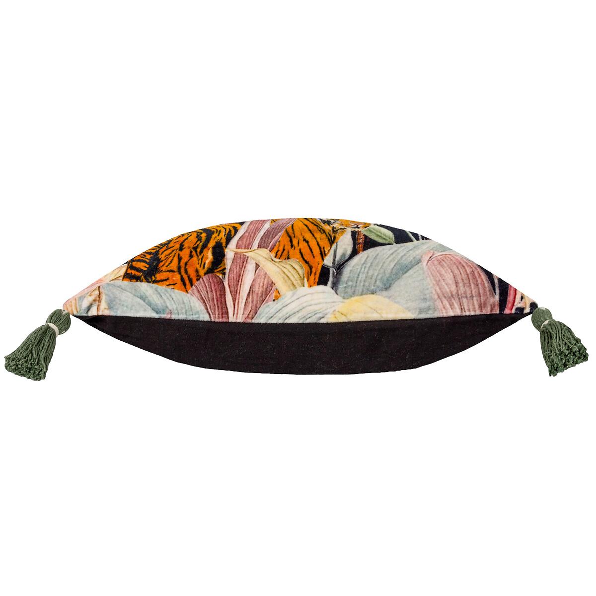 Midnight Jungle Velvet Tasseled Cushion – image 3