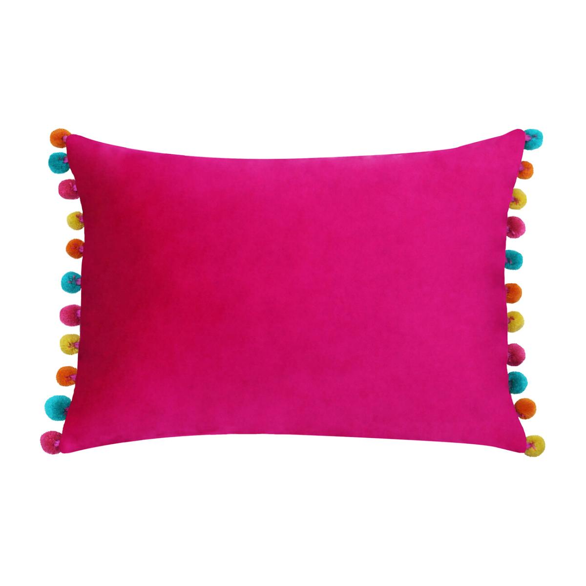 Fiesta Pom-Pom Trim Velvet Filled Cushion 35x50cm – image 1