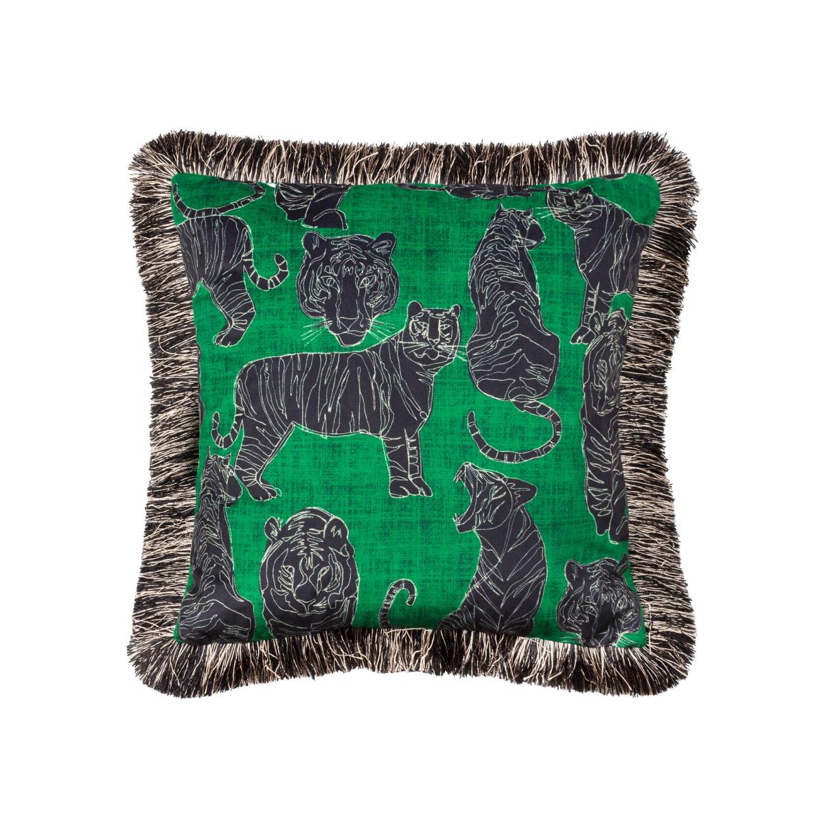 Wildcat Velvet Fringed Cushion – image 1
