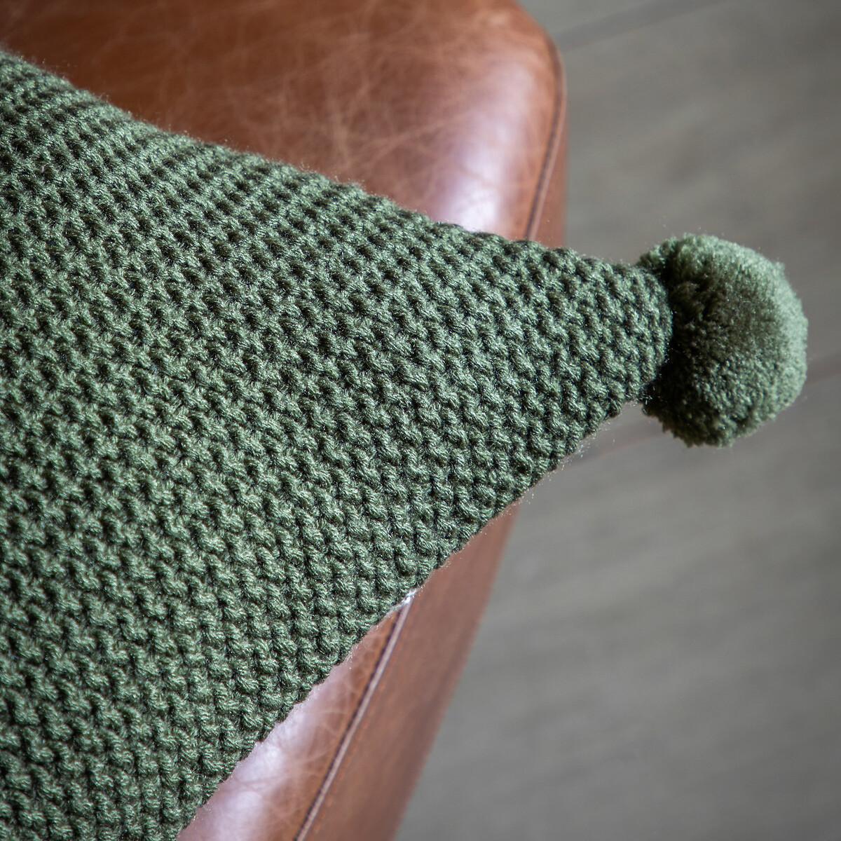 Moss Stitch Pom Pom Filled Cushion – image 6
