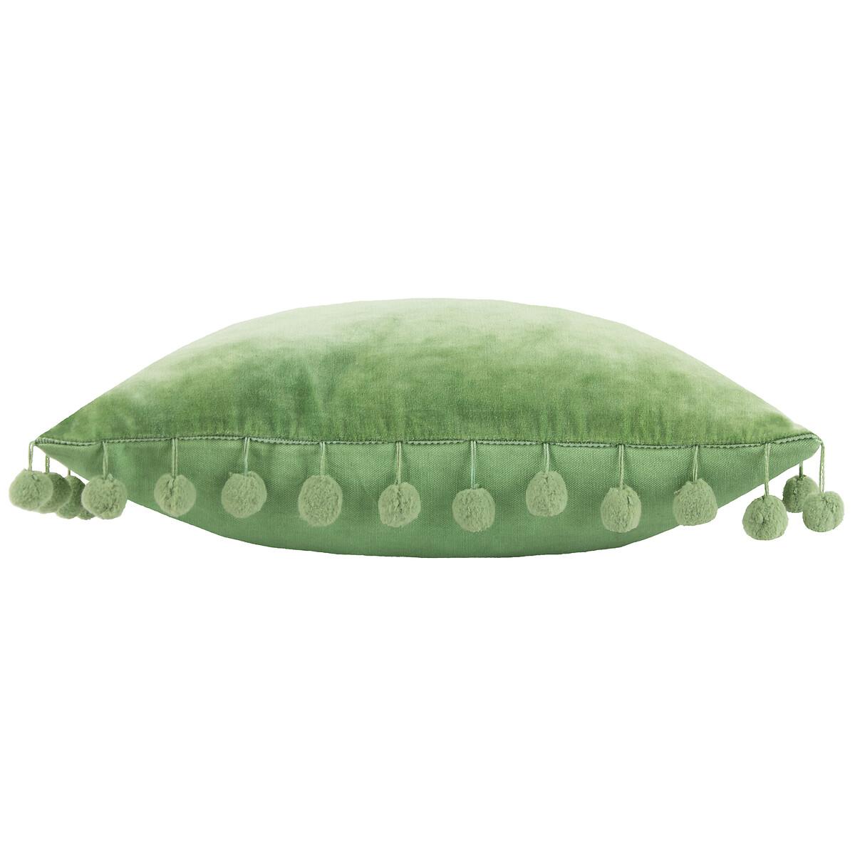 Dora Cotton Velvet Pom-Pom Square Filled Cushion 45x45cm – image 3