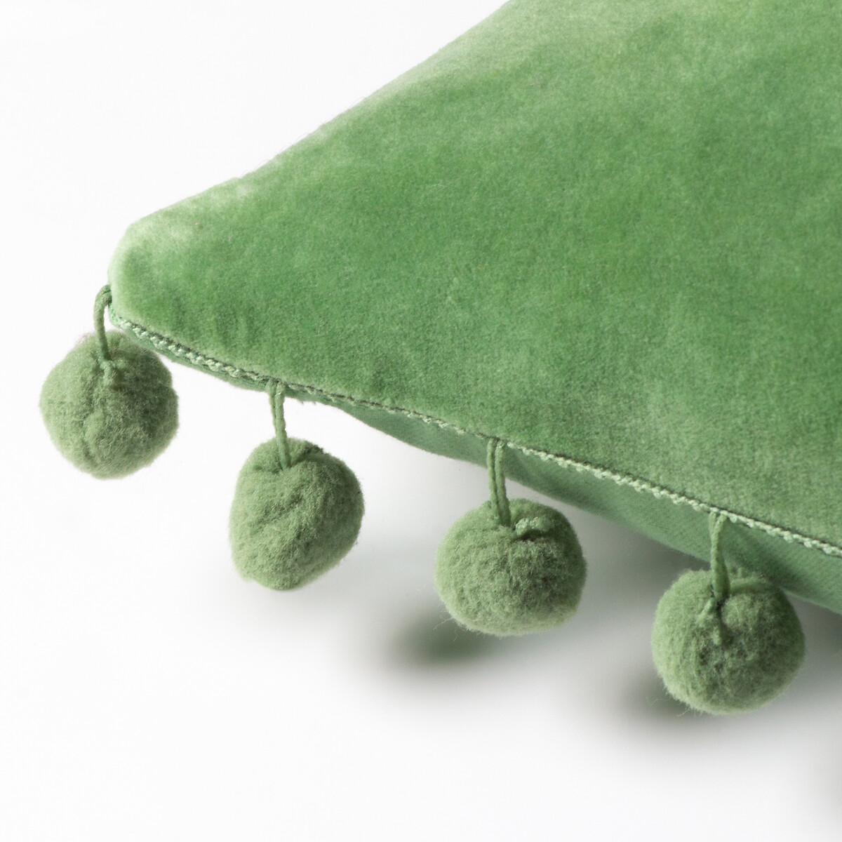 Dora Cotton Velvet Pom-Pom Square Filled Cushion 45x45cm – image 4
