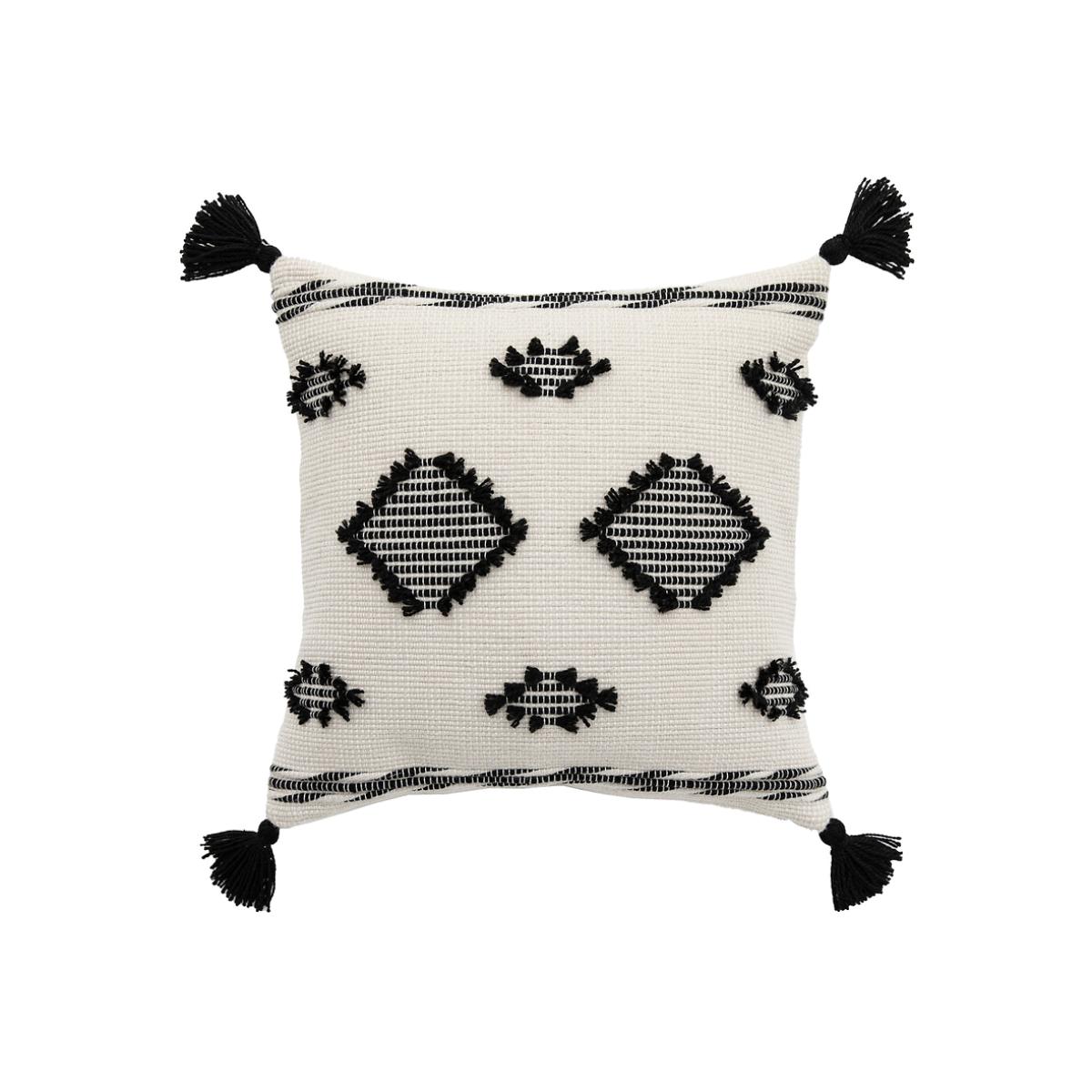 Natural and Black Geometric Filled Cushion – image 1