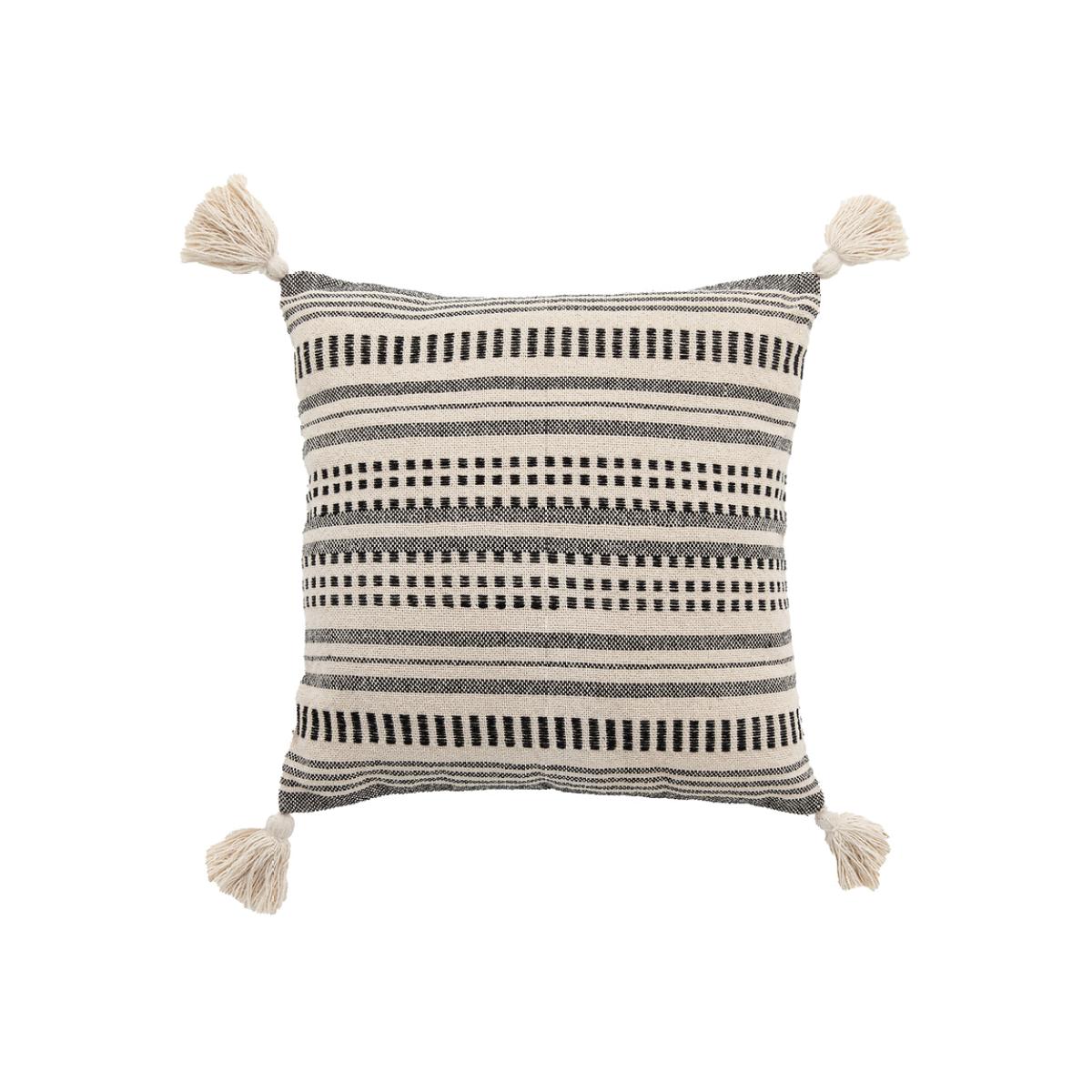 Natural and Black Patterned Filled Cushion – image 1