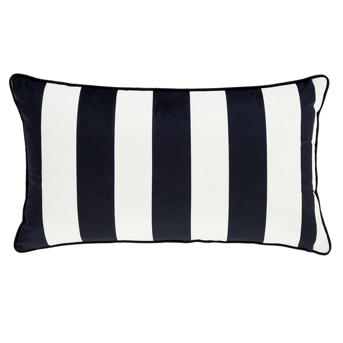 Monochrome Velvet Stripe 40x70cm Filled Cushion – image 2