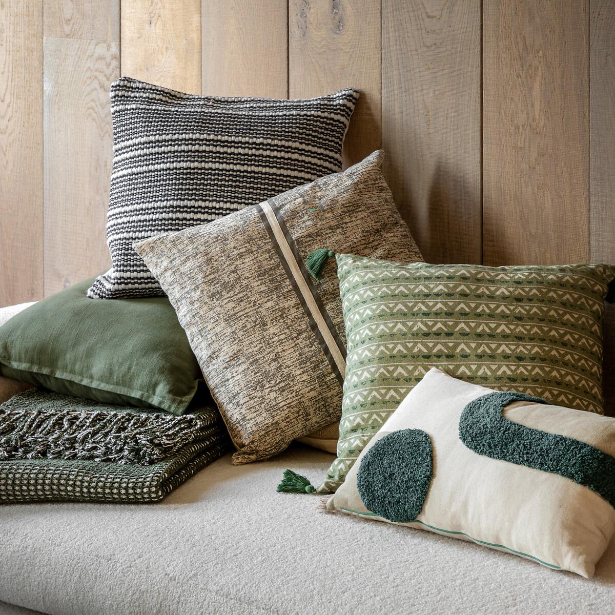 Khaki Patterned Filled Cushion – image 3