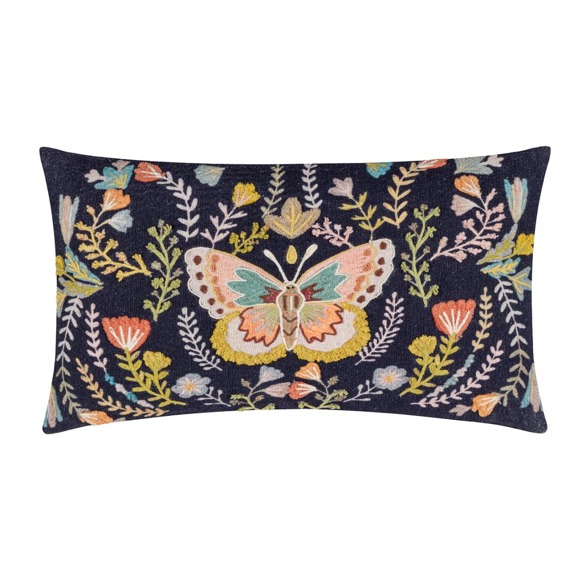 Mirrored Butterfly Embroidered Cotton Cushion – image 1