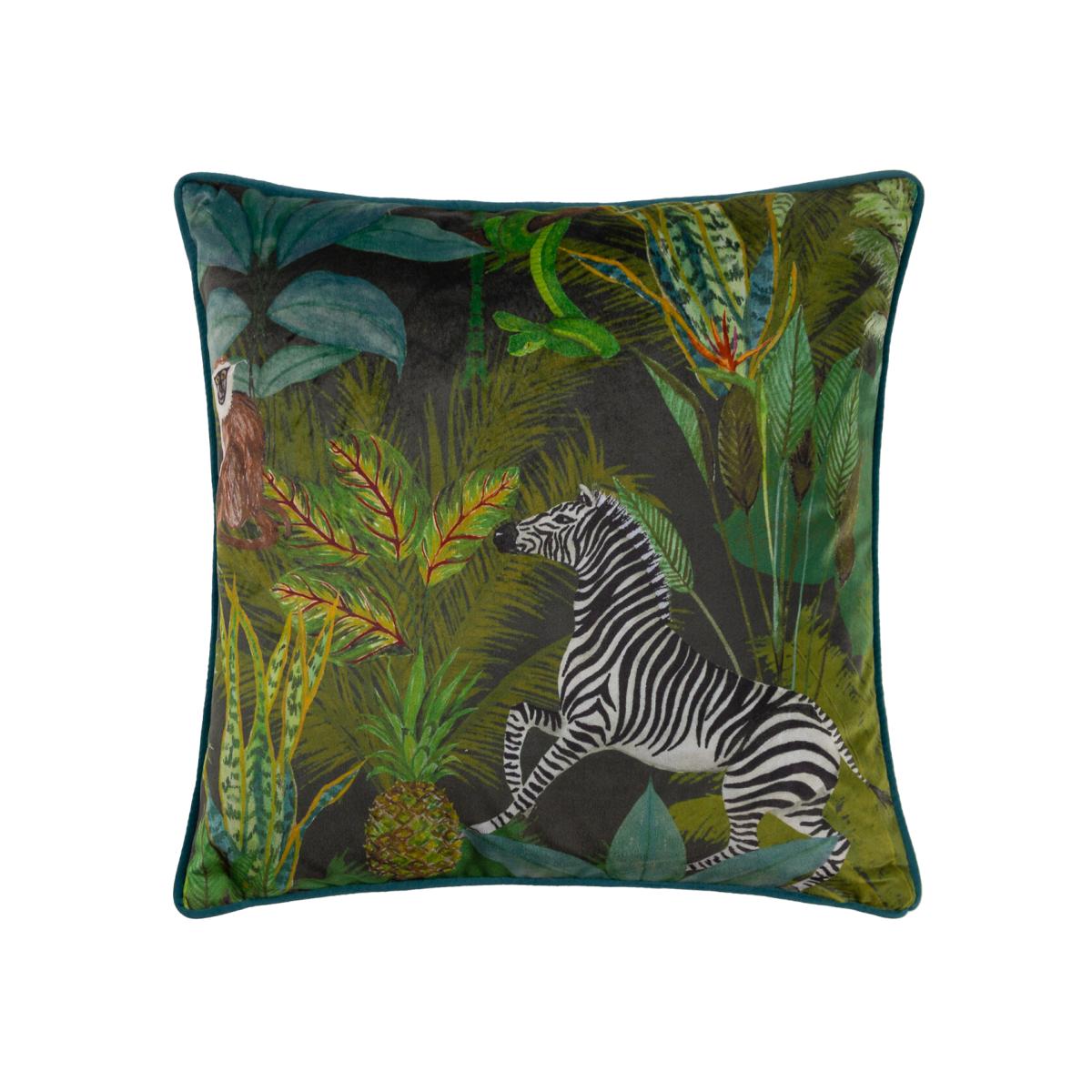 Aranya Zebra Piped Velvet Cushion – image 1