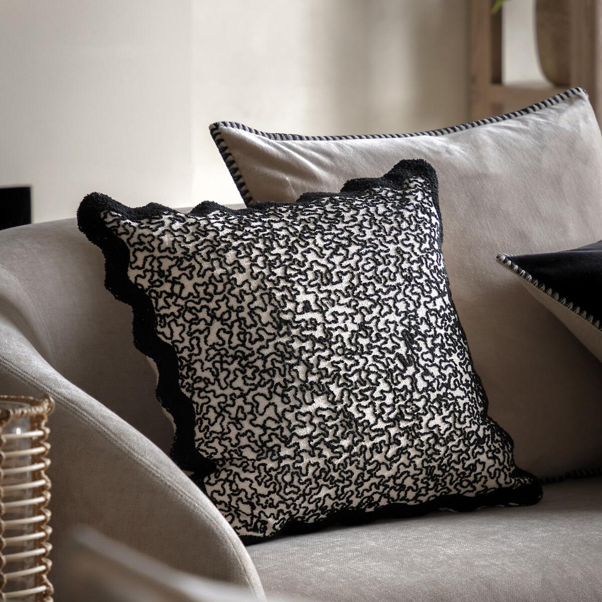 Scalloped Edge Embroidered Cushion – image 1