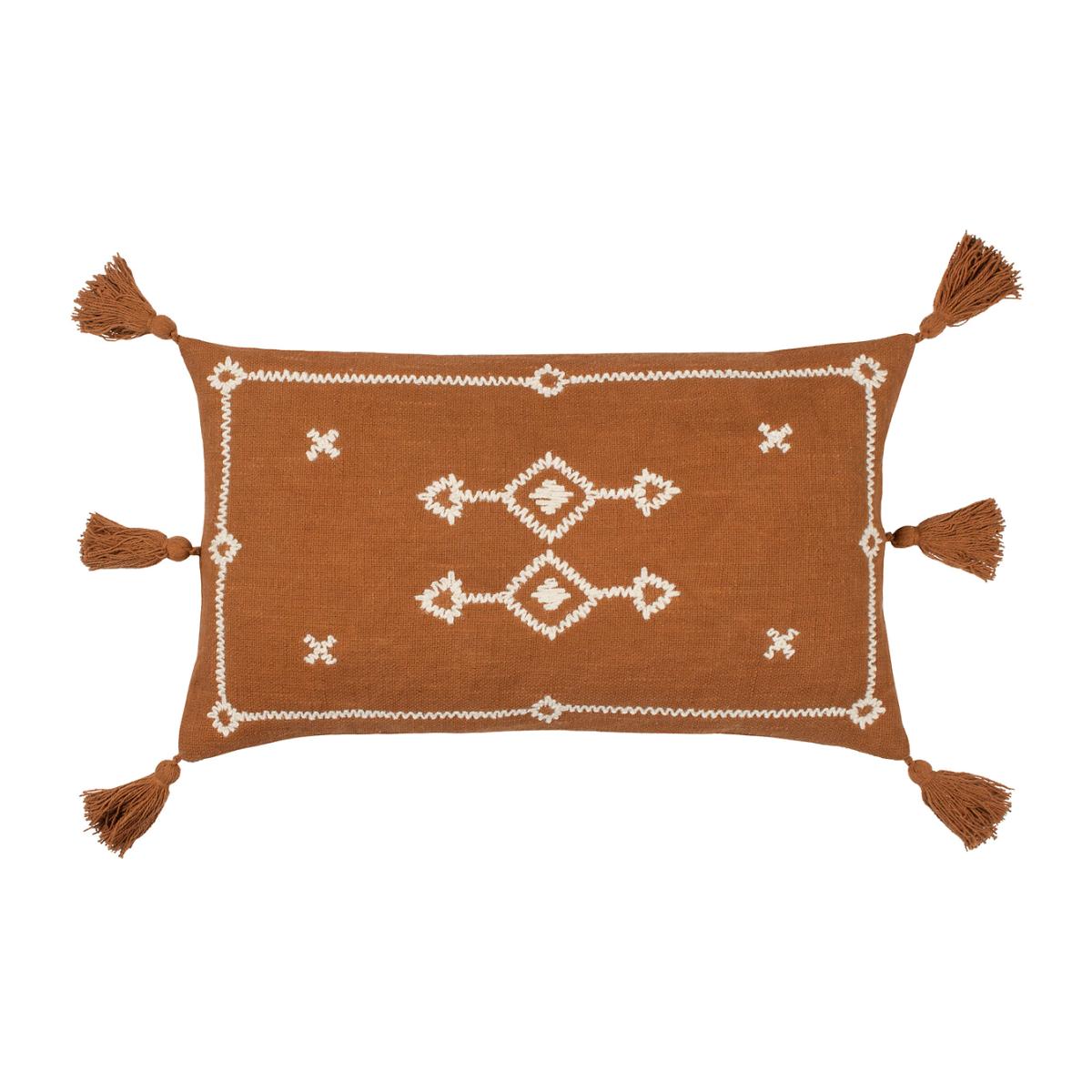 Folis Tasselled Embroidered Cushion – image 1