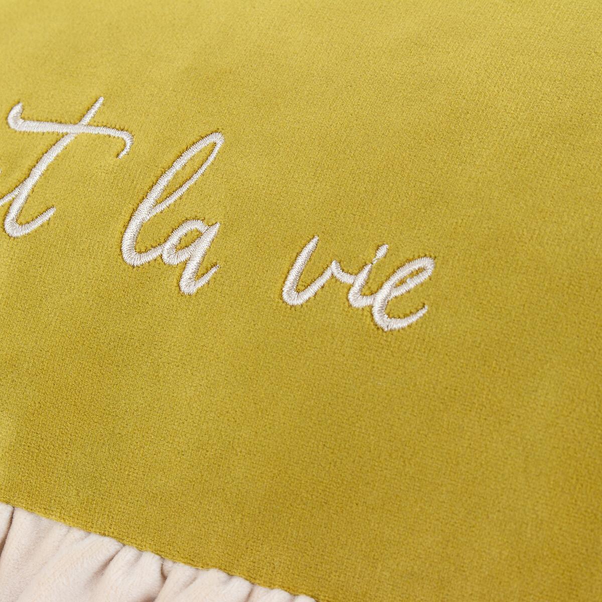 Cest la vie Embroidered Filled Cushion – image 5