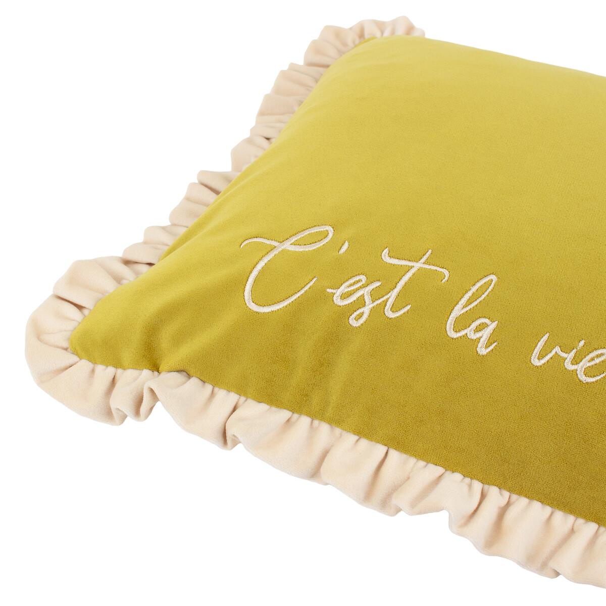 Cest la vie Embroidered Filled Cushion – image 6
