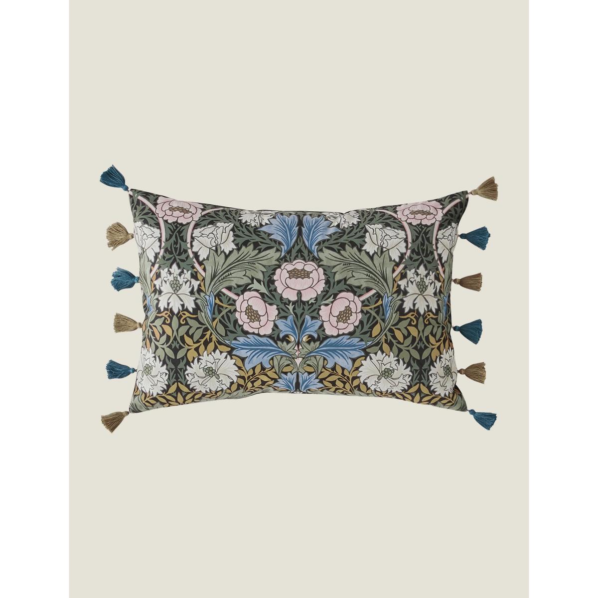 William Morris At Home Velvet Myrtle Tassled Bolster Cushion - Midnight, Midnight – image 4