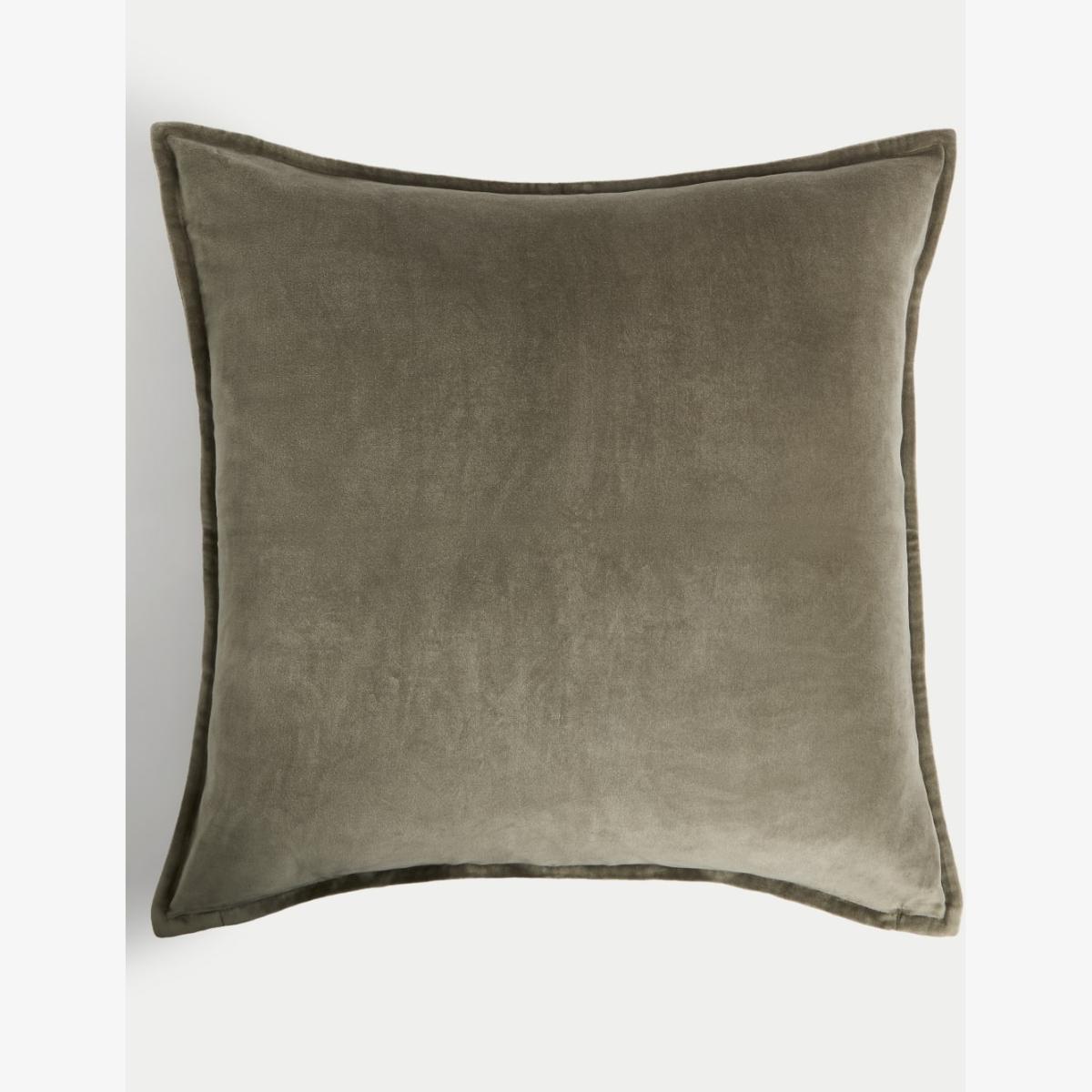 M&S Collection Pure Cotton Velvet Large Cushion - Dusty Green, Navy,Dark Gold,Dusty Green,Grey – image 1