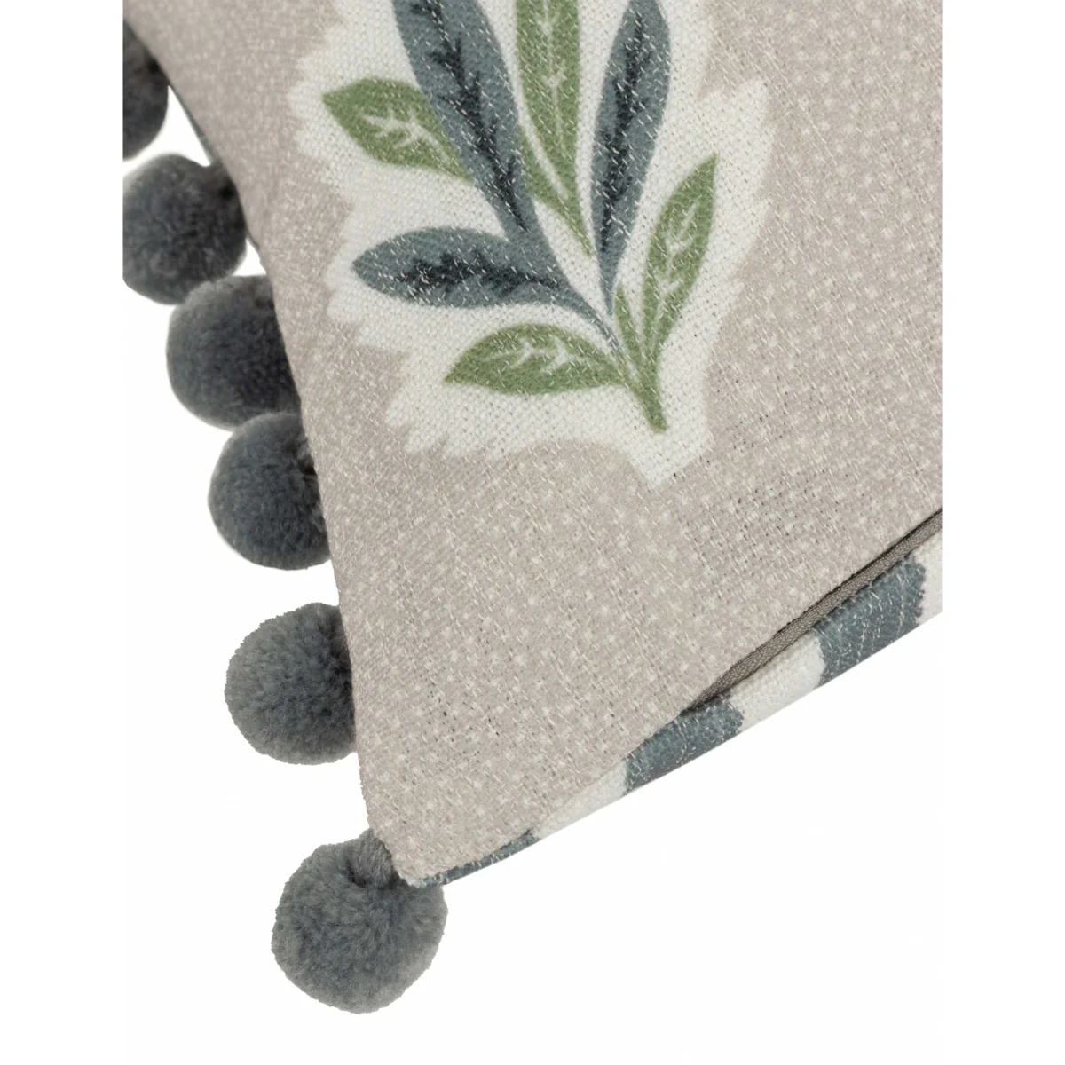 Sanderson Sessile Leaf Striped Pom Pom Cushion Blue Mix – image 5